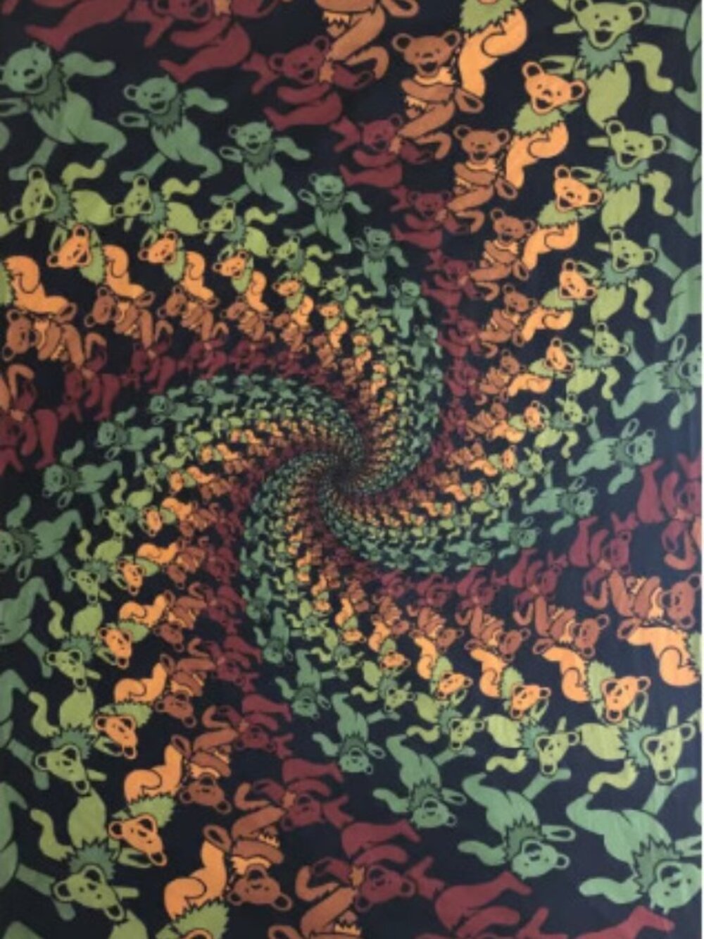 Grateful Dead Dancing Bears Wood Spiral Tapestry~ 30" x 45" ~ Corner Loops ~New!